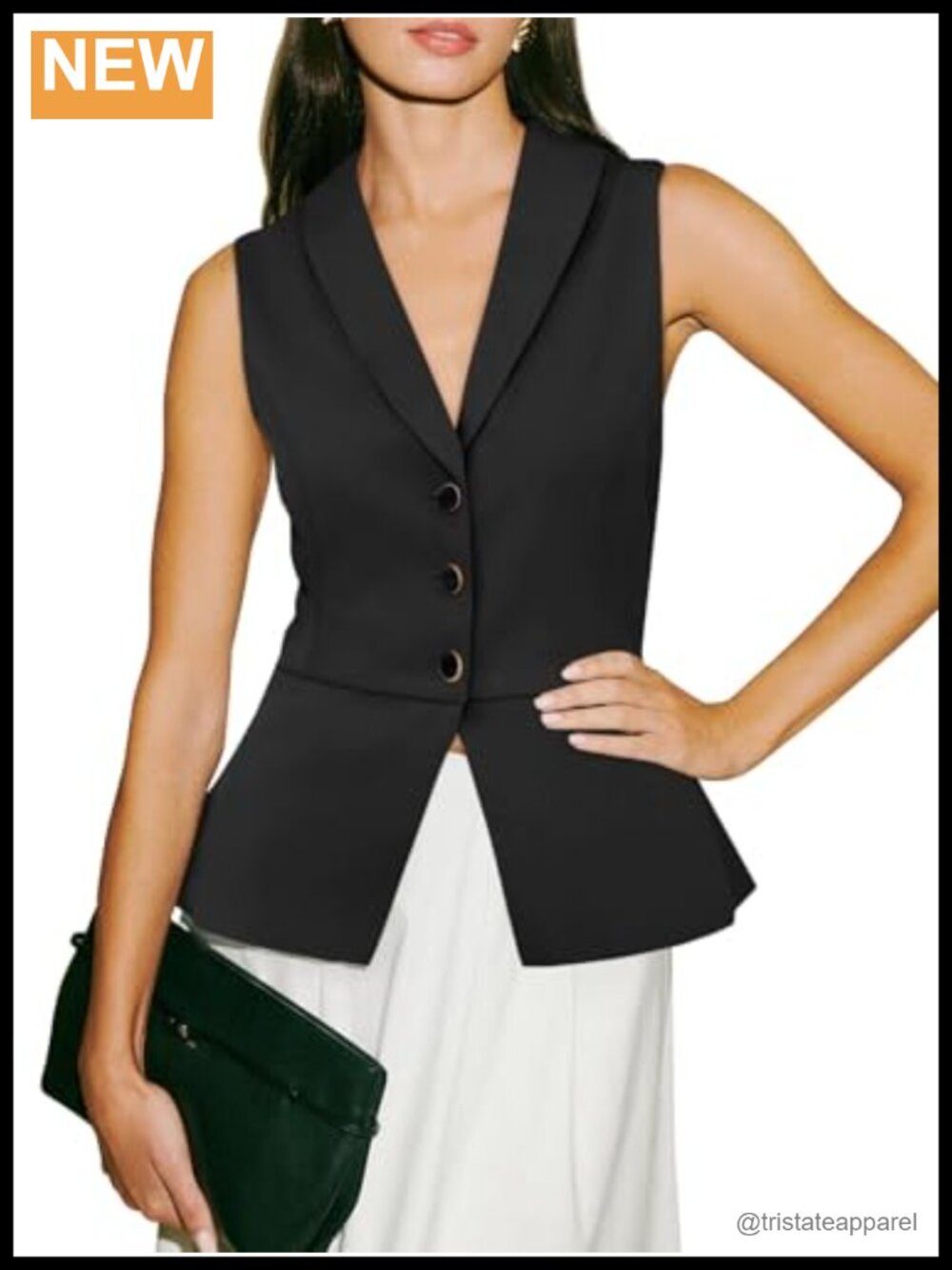 Womens V Neck Sleeveless Suit Vest Blazer Waistcoat BUTTON UP